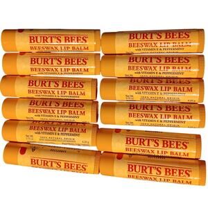 Burt's Bees Beeswax Lip Balm 12 .15 ea Vitamin E Tubes NEW Unopened